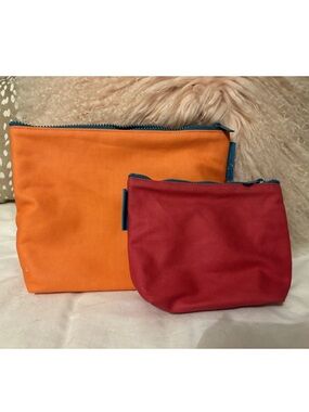 MB Greene Large And Small Zip Pouches - Tangerine And Berry
